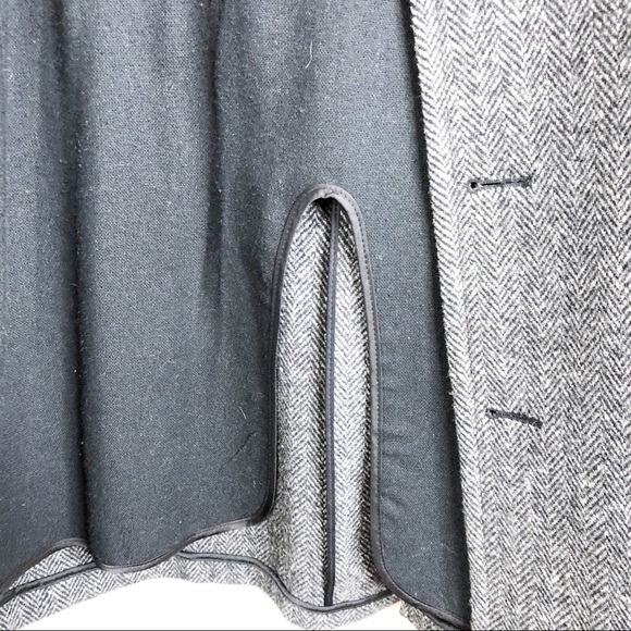 🌿 London Fog Gray Black Chevron Herringbone Coat - Picture 8 of 12